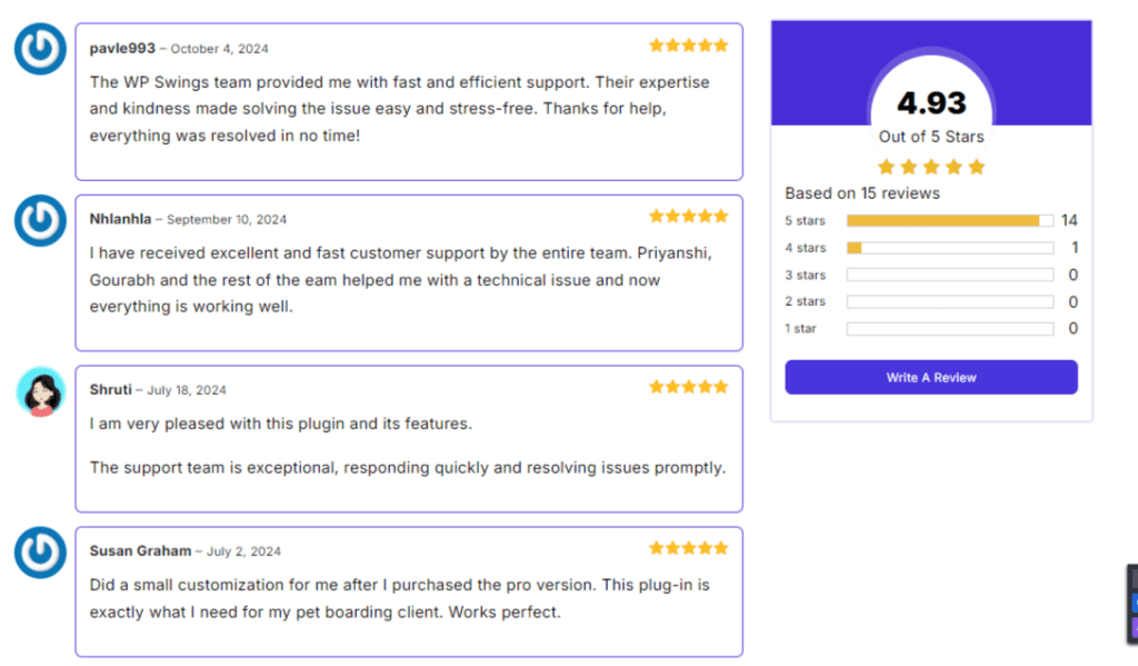 booking reviews