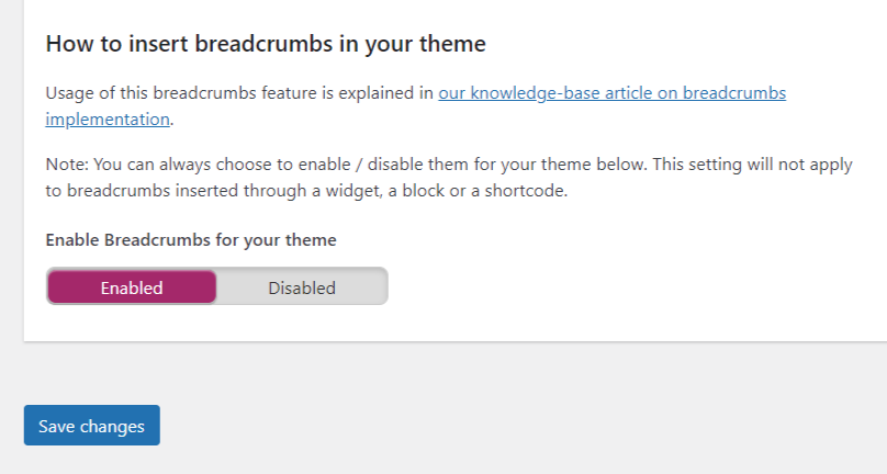 breadcrumbs settings