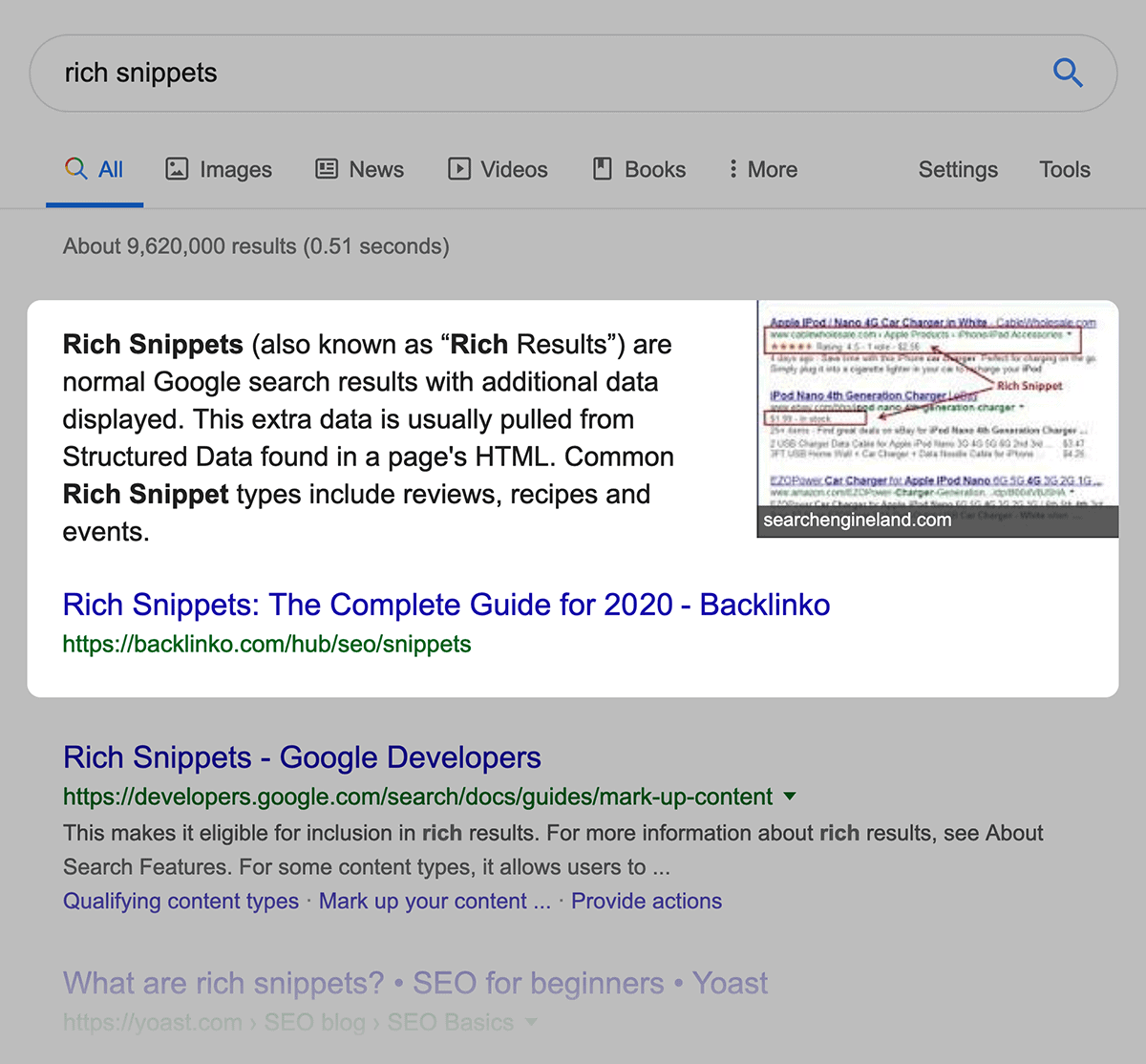 feature snippet in seo