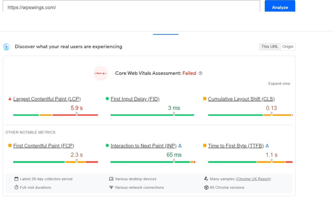 page speed insights