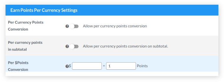 per currency settings