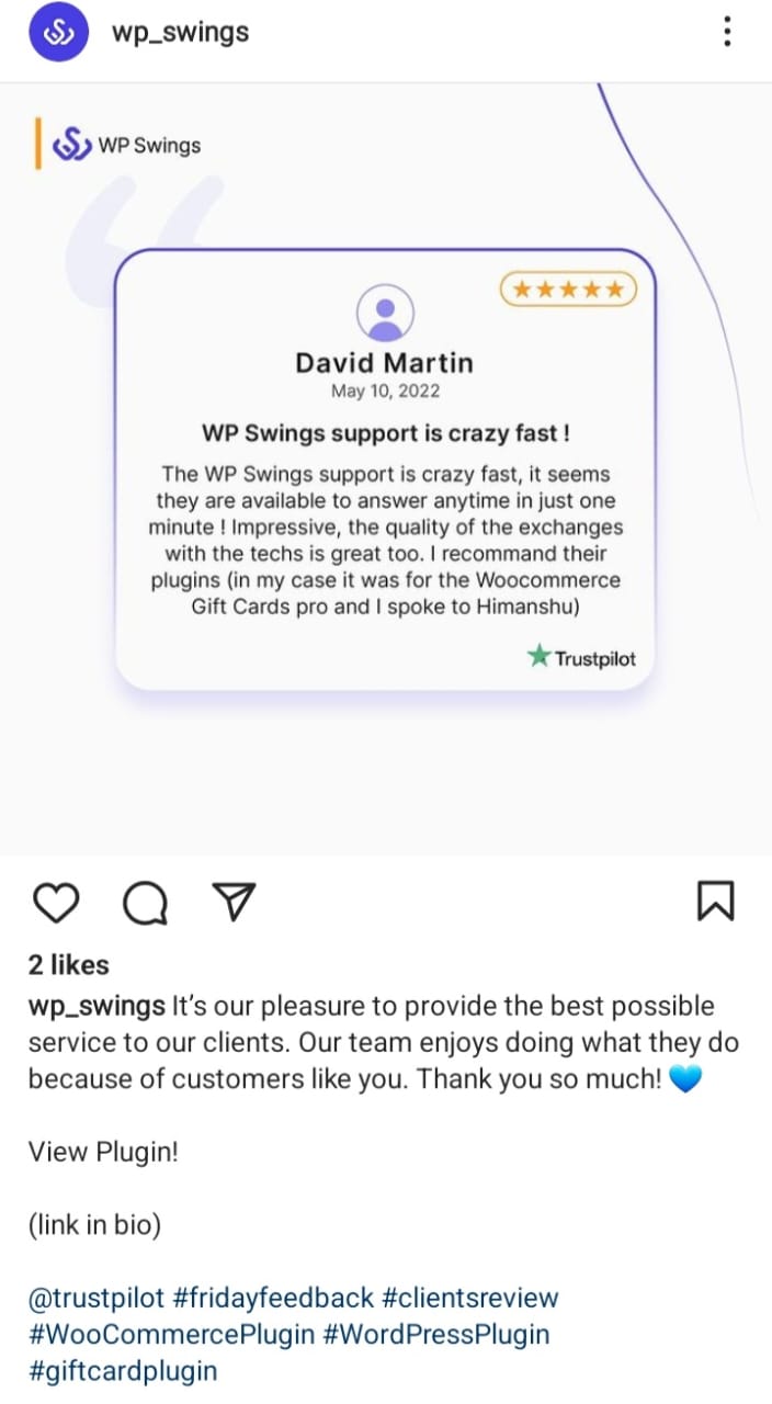 show customer reviews on Instagram to create trust