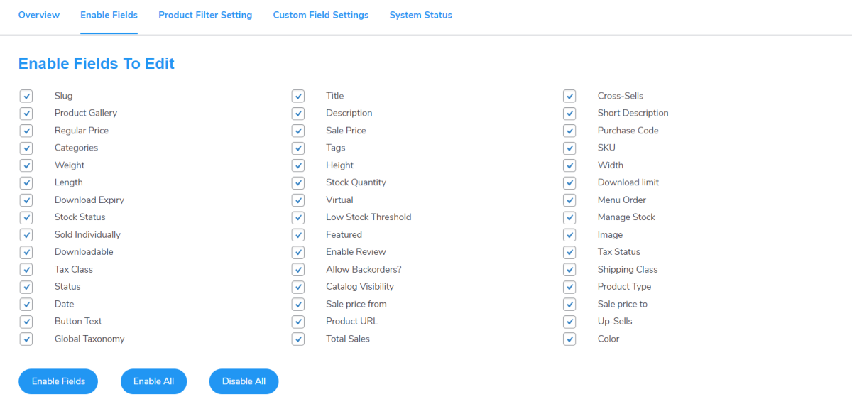 enable fields to edit