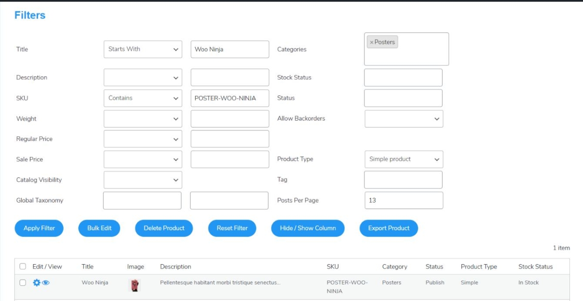 filters instance