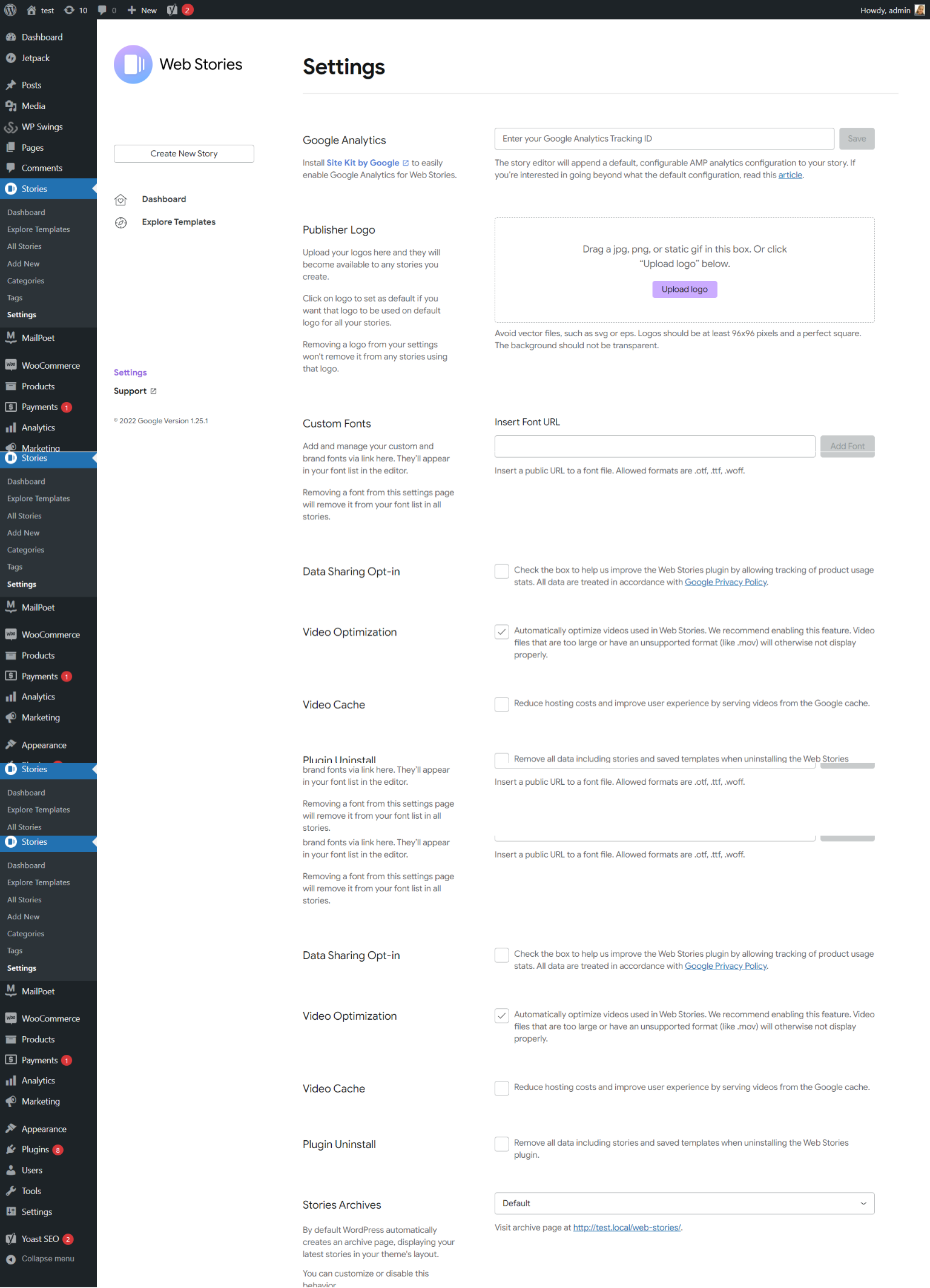 plugin settings