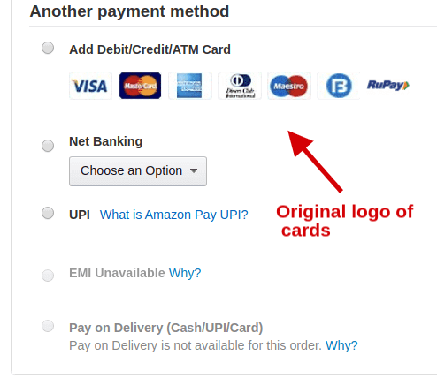 logos of card amazon payment