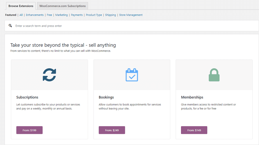 Browse WooCommerce Extensions