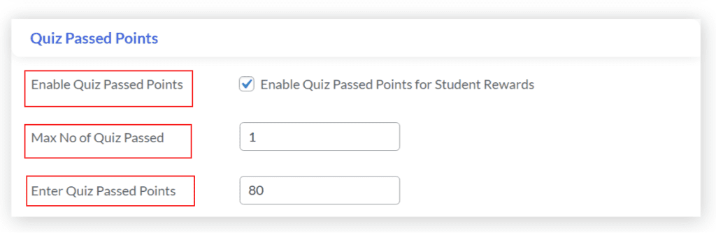 quiz passed points