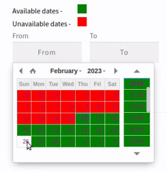 date picker booking calendar