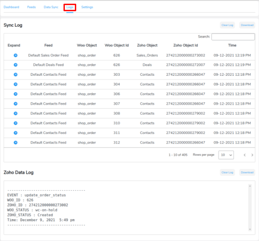 sync log