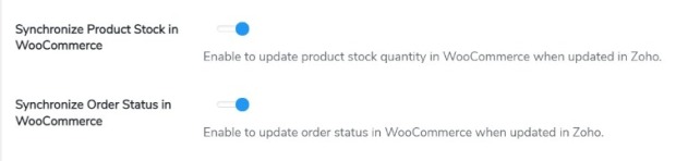 sync product stock and order status to woo