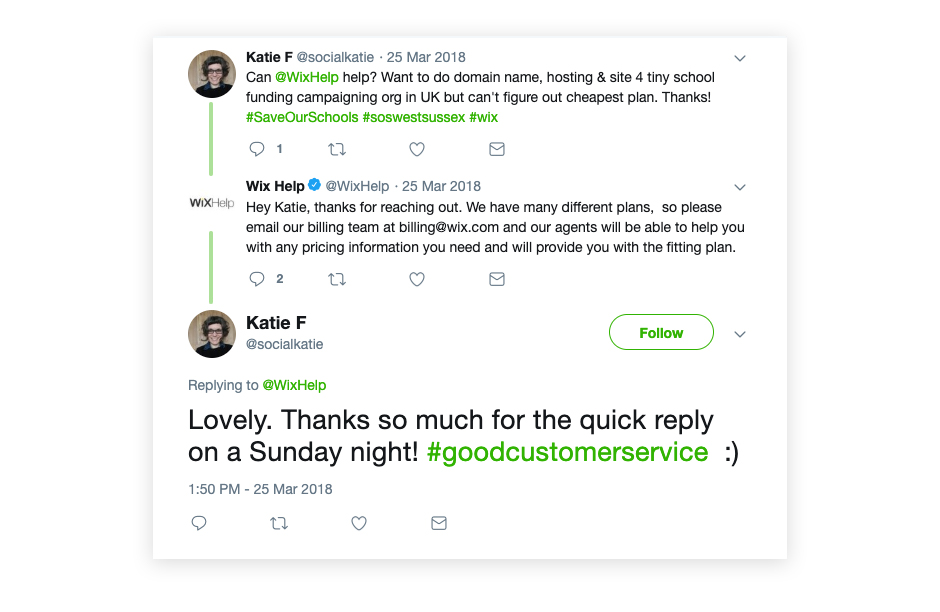 example of customer complaint on twitter