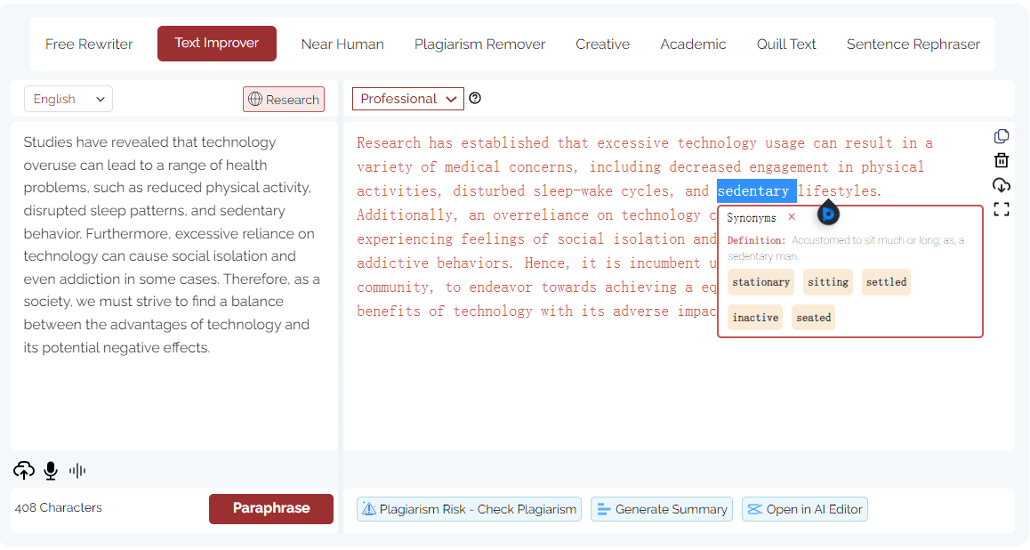 generating synonyms using ai paraphrasing