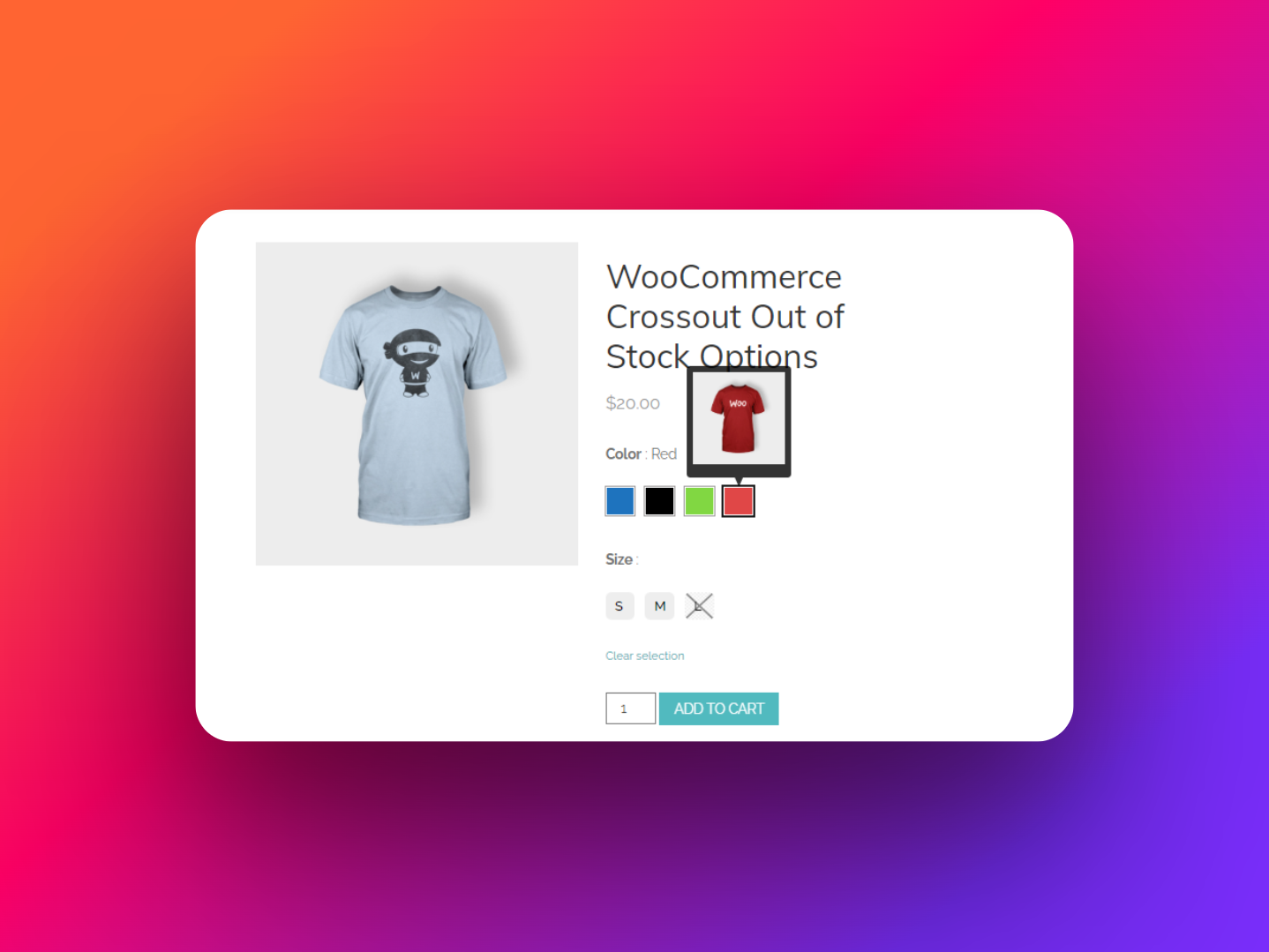 display cross on out of stock woocommerce variation products 