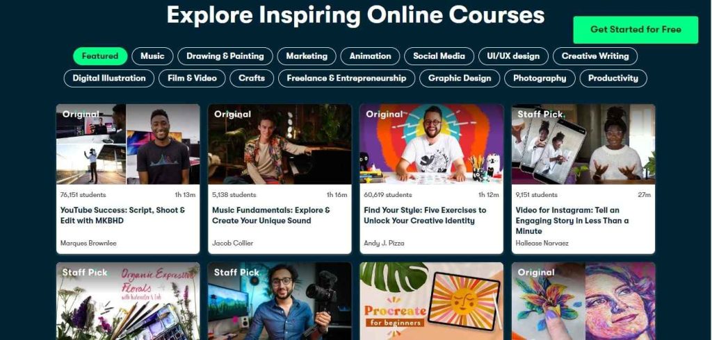Skillshare an E-Learning Website