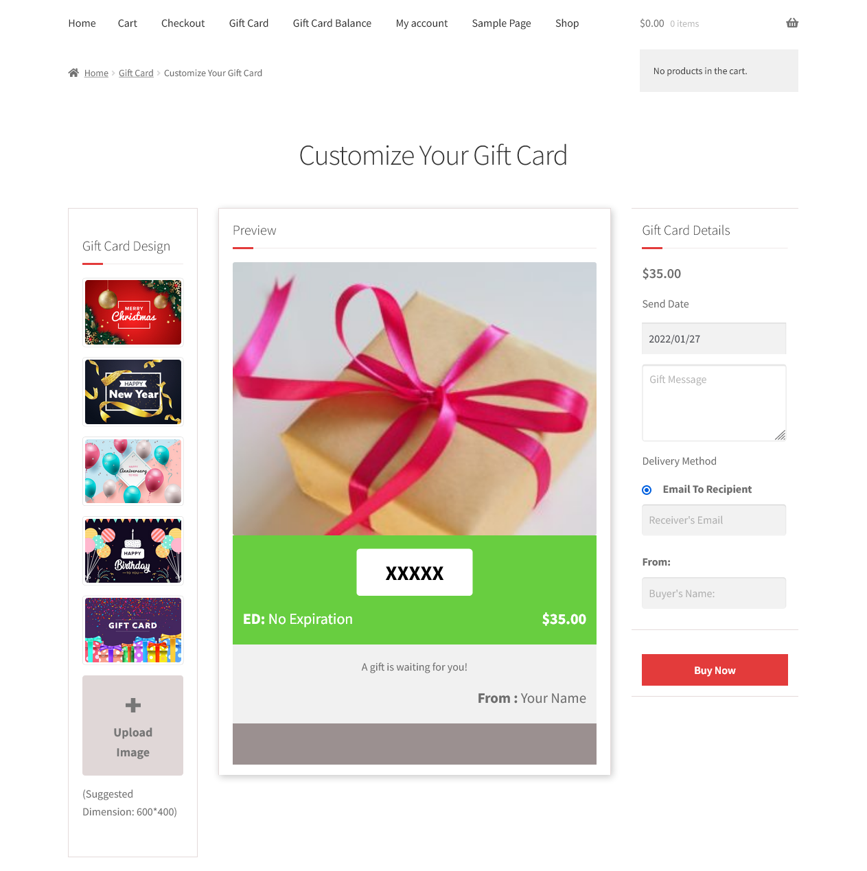 Customize Your Gift card