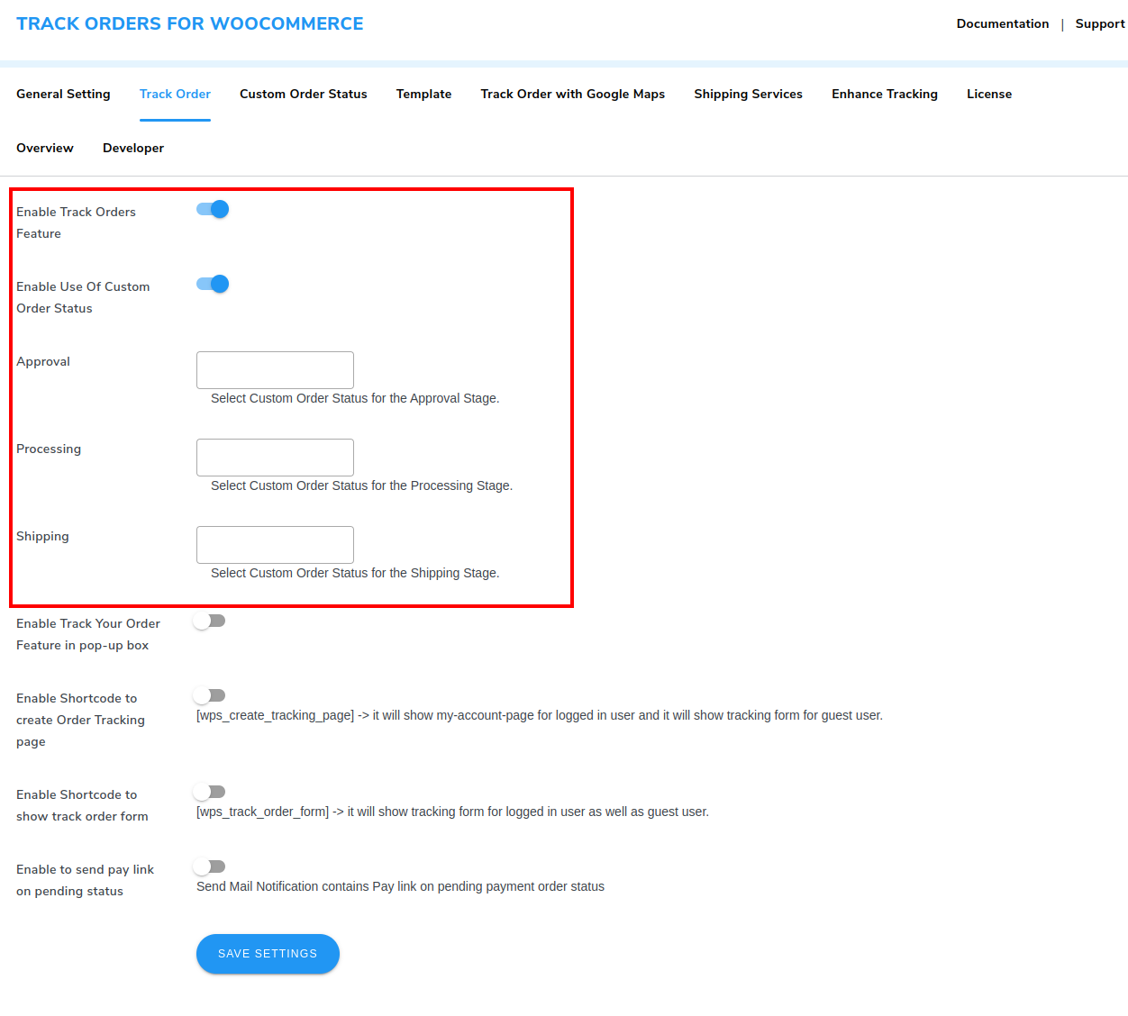 Custom Order Status