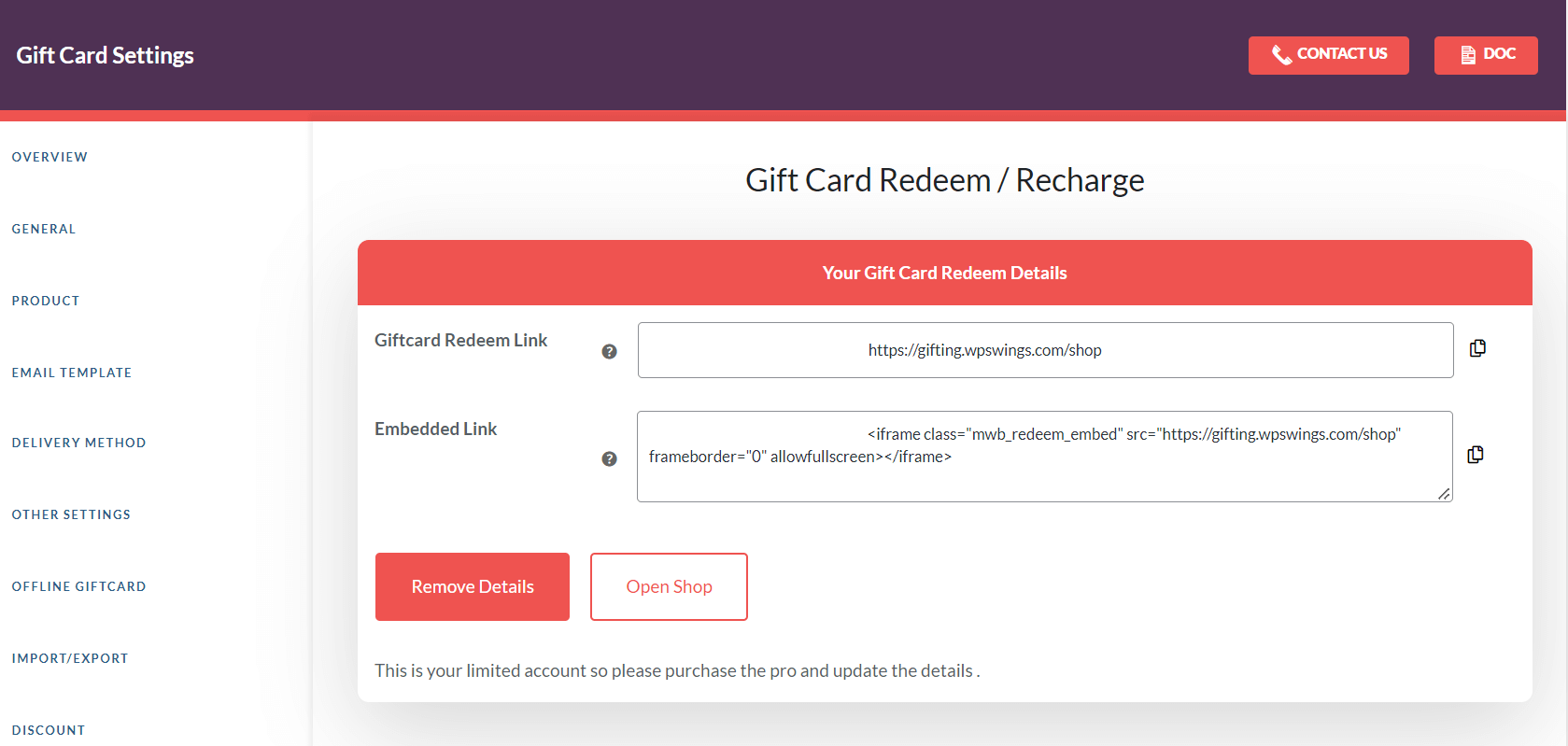 Gift Card Embed Code