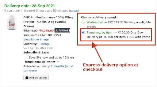 Fast delivery option by Amazon 