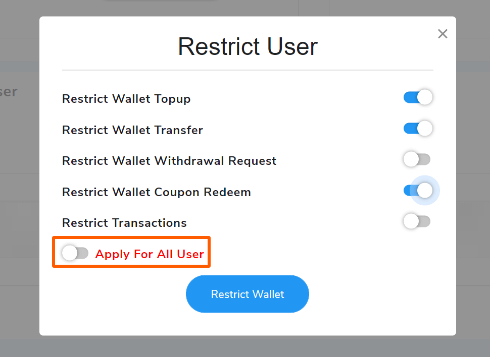 restrict wallet user
