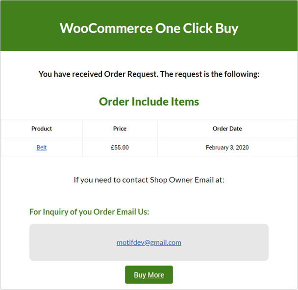 WooCommerce One Click Buy, Checkout