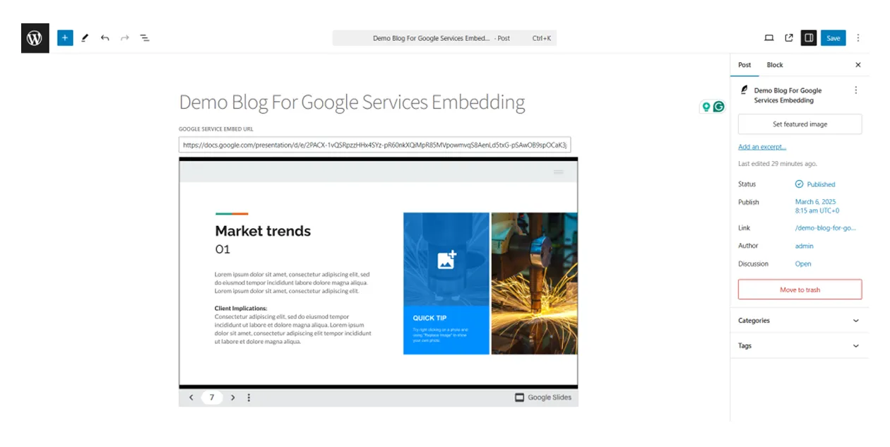 Easy Gutenberg Block for All Google Services