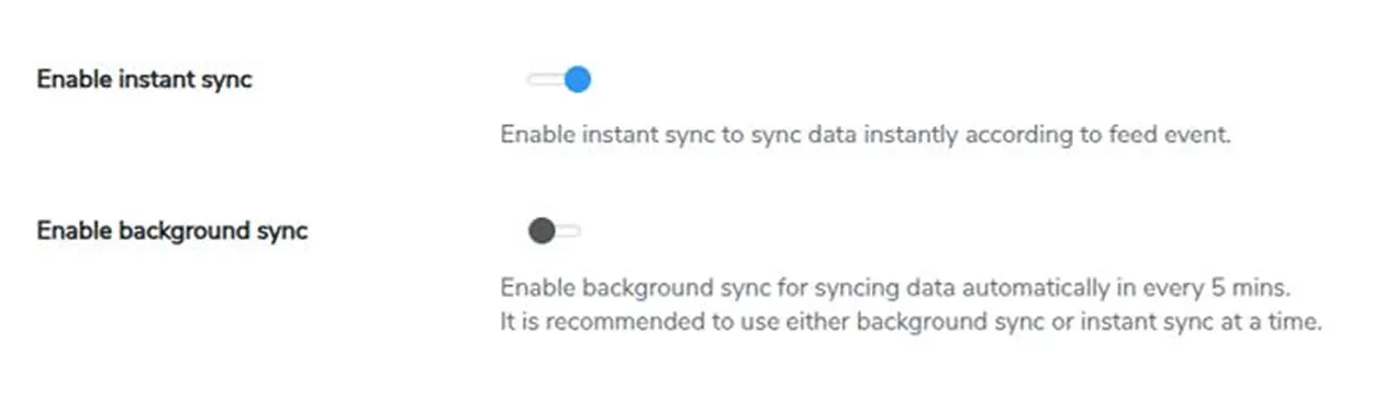 Instant Data Sync, Manual Data Sync, And Historical Data Sync