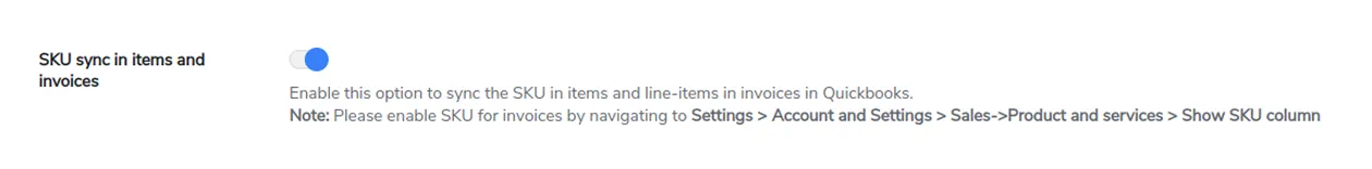 Sync SKU in Items and Invoices