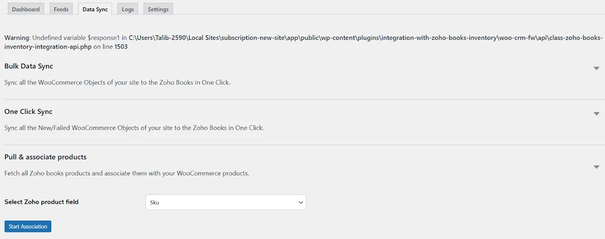 Products Association From Zoho To WooCommerce