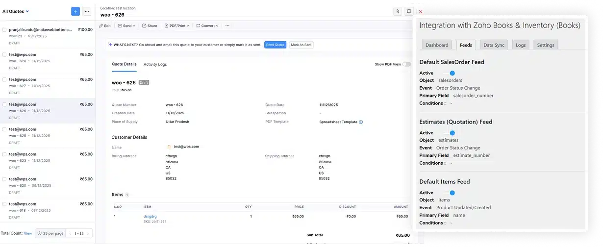 Quotes (Estimates) Syncronization