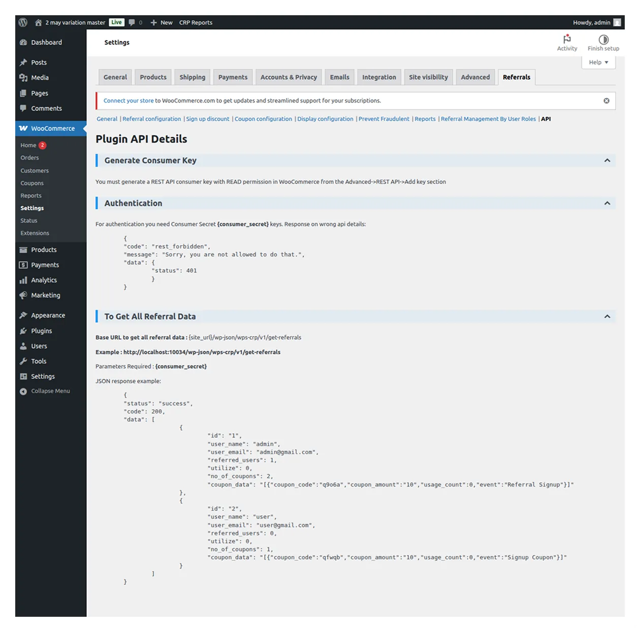 REST API To Access Referral Data