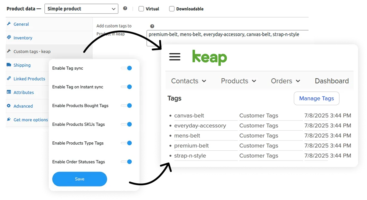 Sync Tags Over Keap