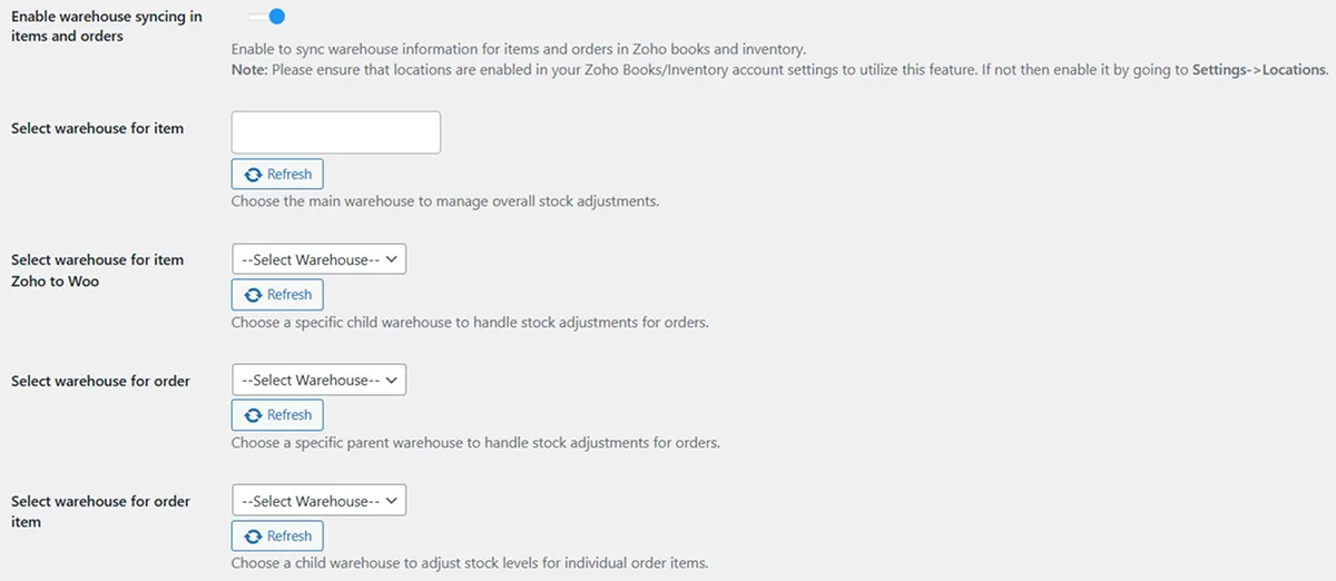 Warehouse Syncing for Items, Orders, and Order-items