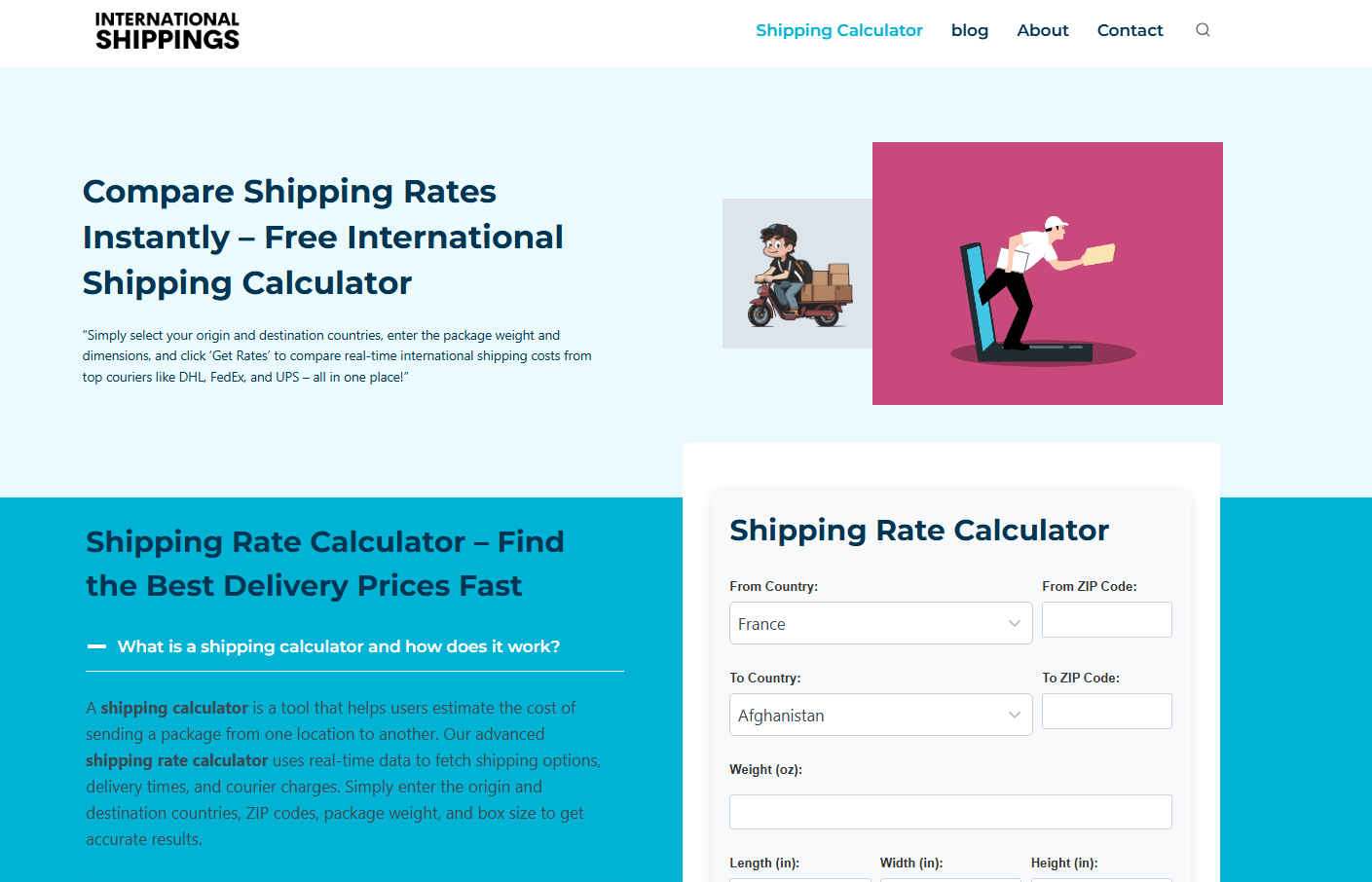 shipping rate calculator
