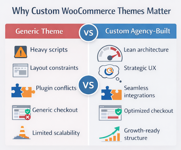 comparision between custom and genric themes