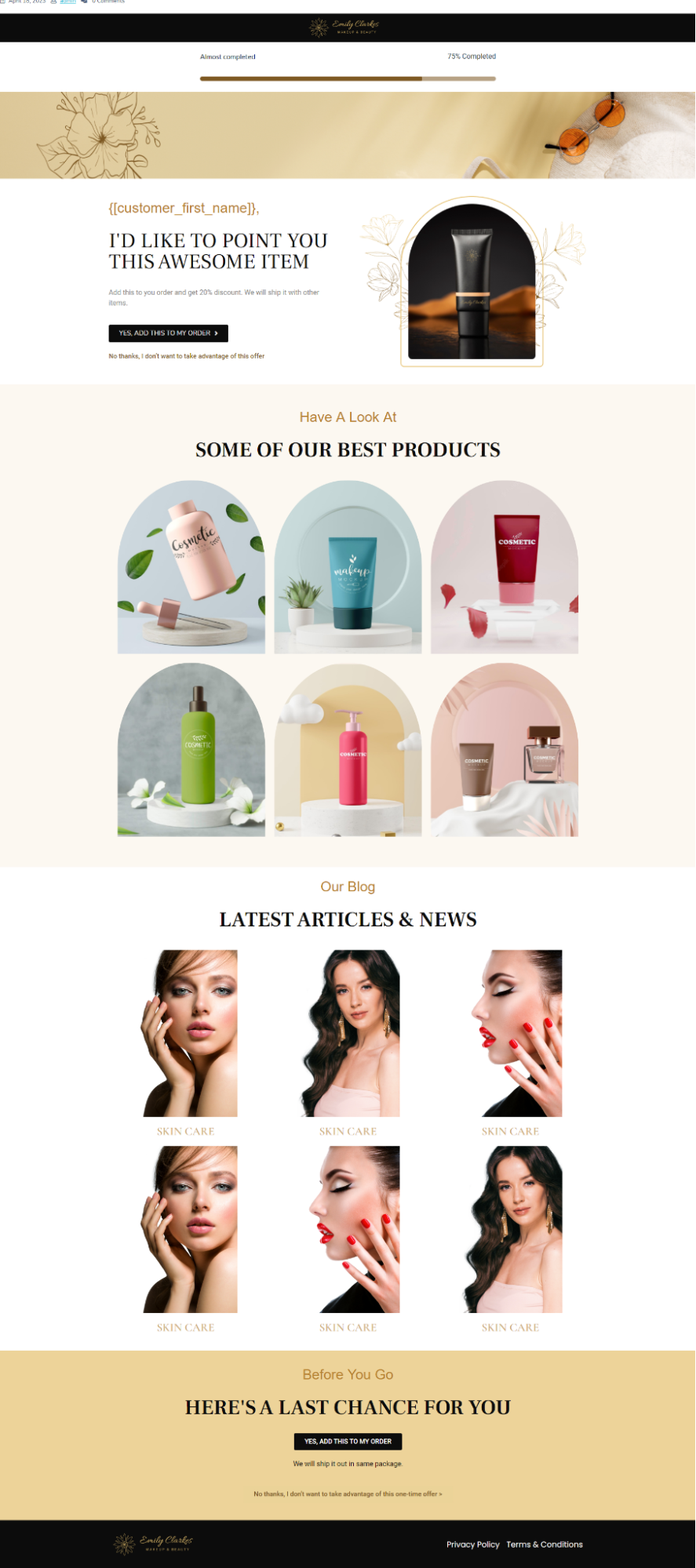 Upsell Design For Beauty Industry