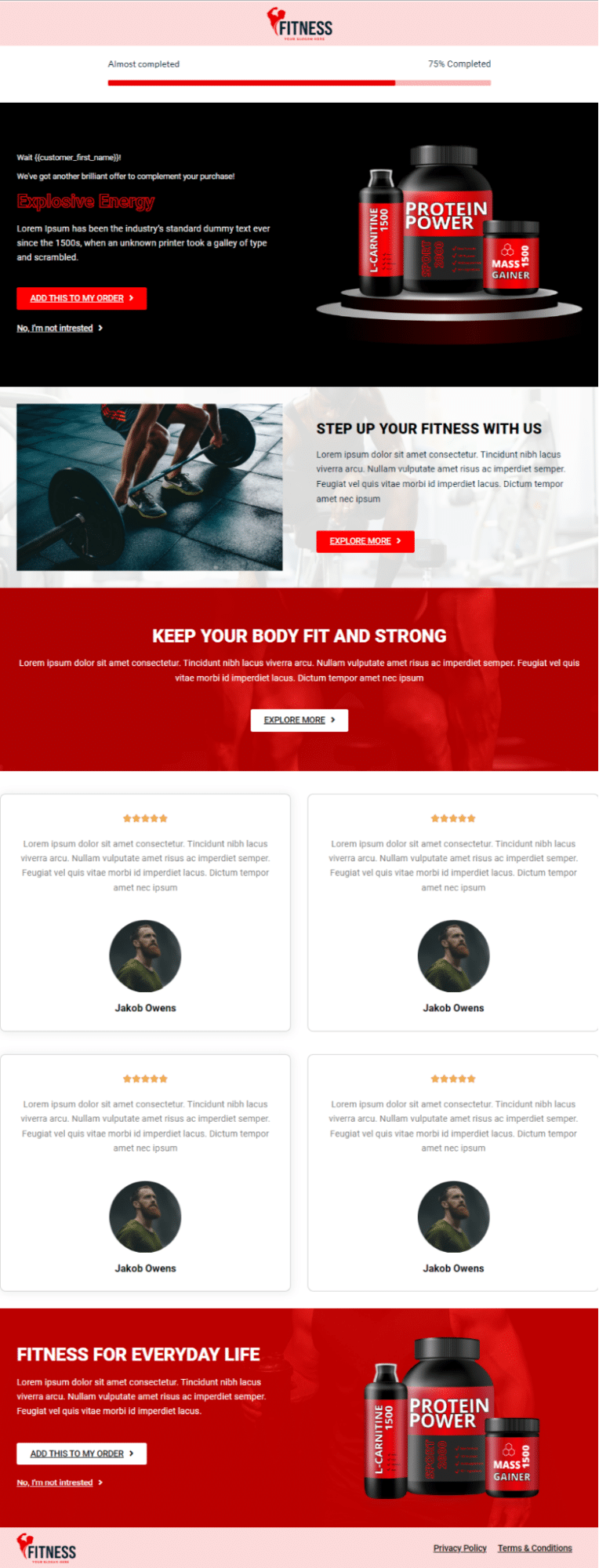 Upsell Design For Fitness Website
