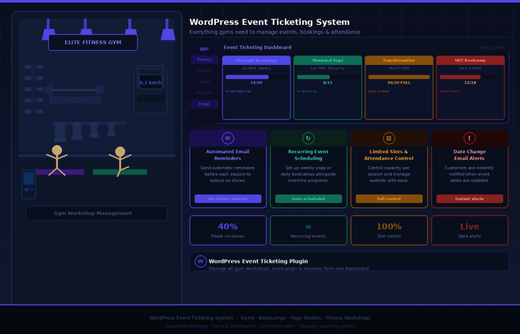 gym wordpress ticketing blog