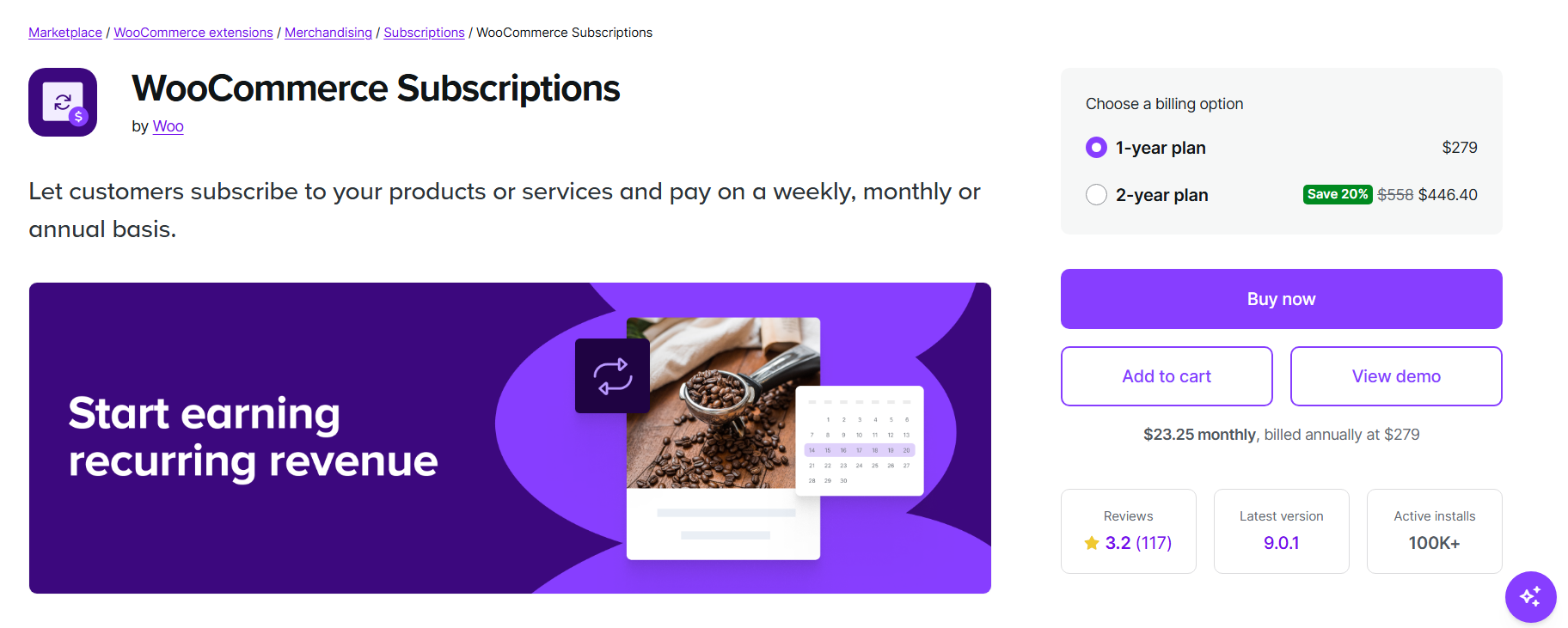 Official Subscription Plugin by WooCommerce